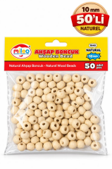 MILEO AHSAP BONCUK 10mm NATUREL 50 LI 1840