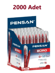 PENSAN TUKENMEZ KALEM BURO 1mm KIRMIZI 2000LI KOLI