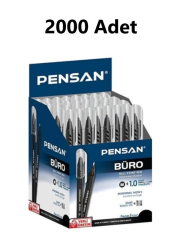PENSAN TUKENMEZ KALEM BURO 1mm SIYAH 2000LI KOLI