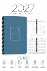 KESKIN AJANDA 17x24 HAFTALIK SPIRALLI MAVI 2027