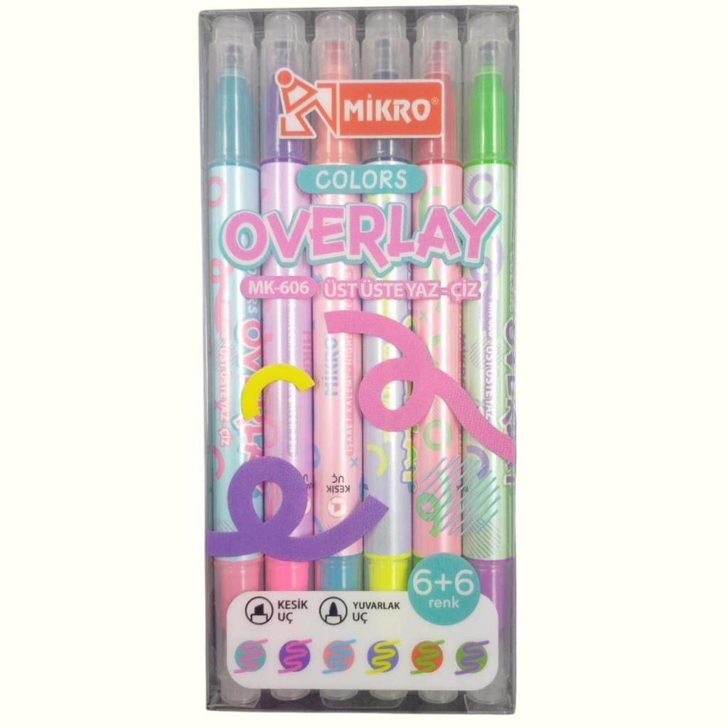 MIKRO MK-606-24 OVERLAY FOSFORLU KALEM 6 LI