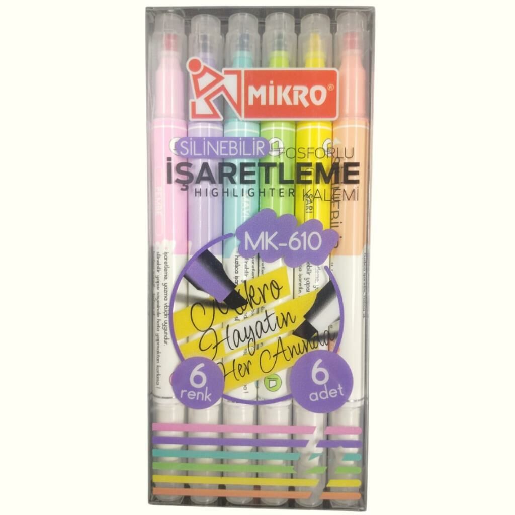 MIKRO MK-610-24 SILINEBILIR FOSFORLU KALEM 6 LI