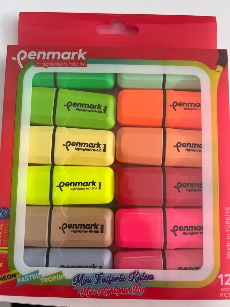 PENMARK FOSFORLU KALEM MINI NEON+PASTEL+TROP 12LI