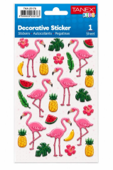 TANEX TNX-25176 PUFFY FLAMINGO STICKER TEKLI
