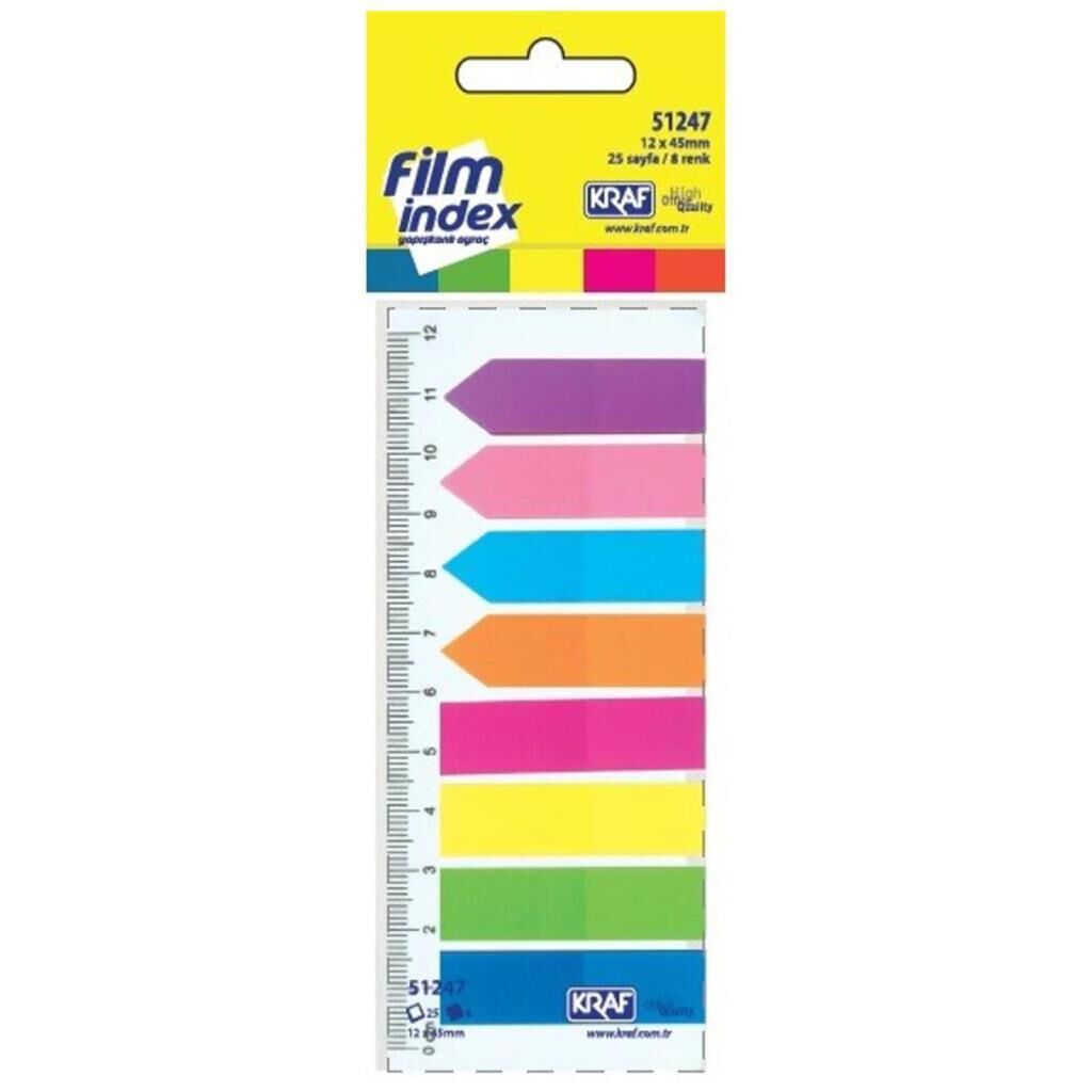 KRAF INDEX FILM (PP) 12X45MM 8 RENK X 25YP BAYRAK