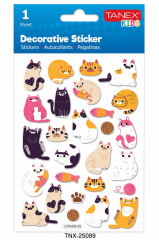 TANEX TNX-25089 PUFFY KEDI STICKER TEKLI