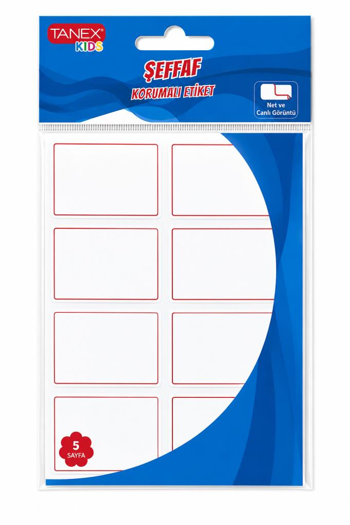TANEX TNX-706 SEFFAF KORUMALI ETIKET 34x52mm KIRMI