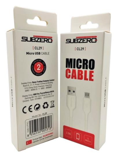 SUBZERO CL29 MICRO USB SARJ VE DATA KABLOSU