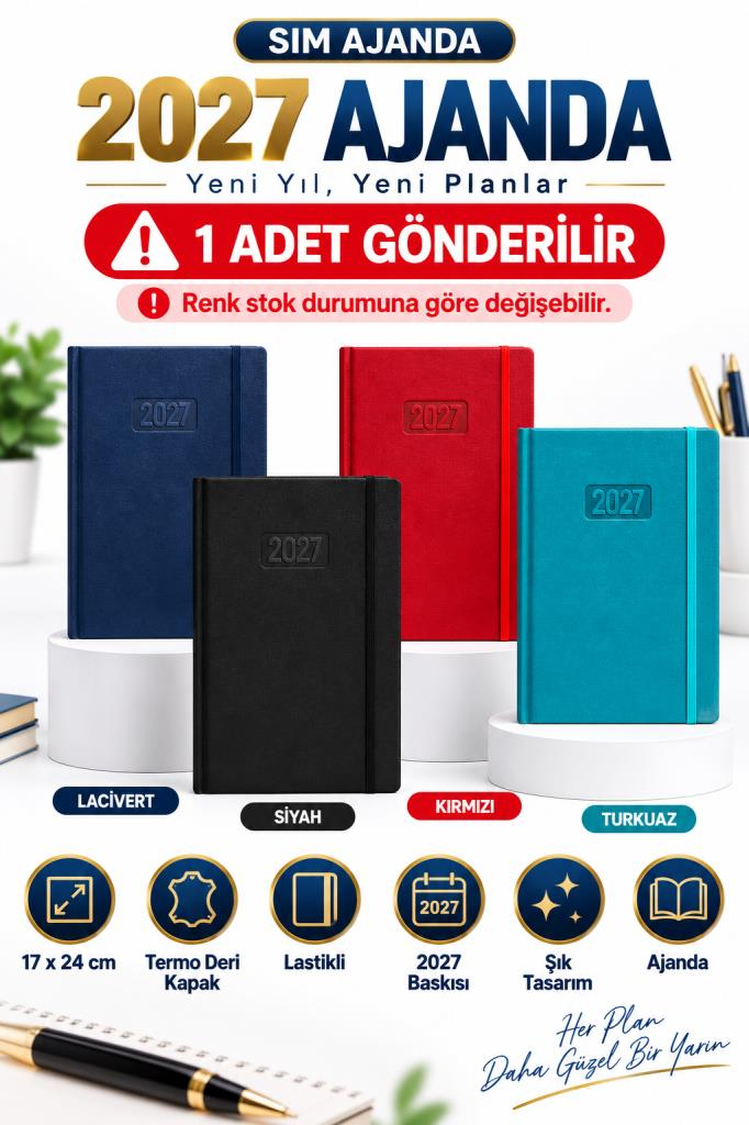 SIM AJANDA TERMO DERI LASTIKLI 17X24 2027