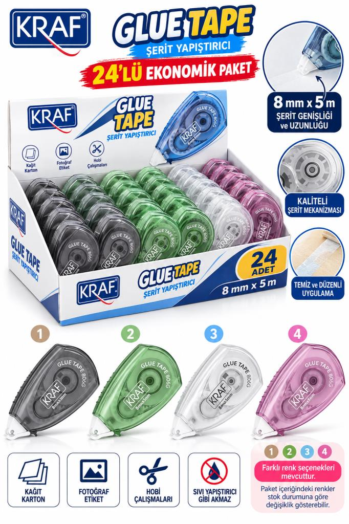 KRAF SERIT YAPISTIRICI GLUE TAPE 8mmX5m 24 LU 806G