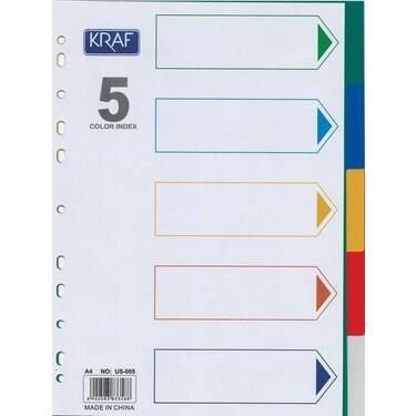 KRAF SEPERATOR PLASTIK A4 5 RENK (1005R)
