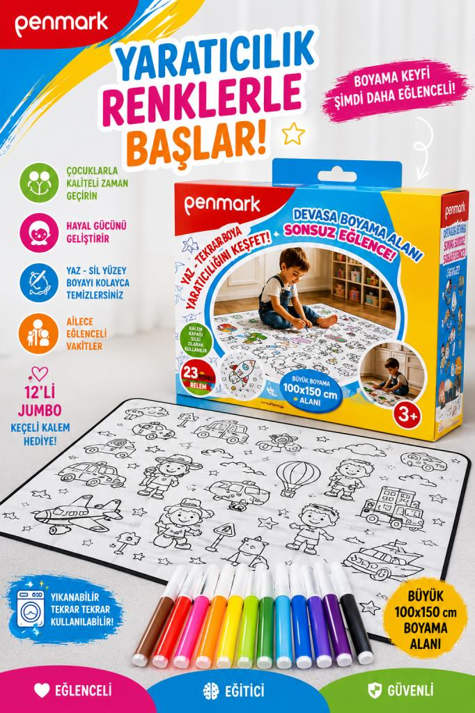 PENMARK BOYAMA HALISI+JUMBO KECELI KALEM 12LI HS50