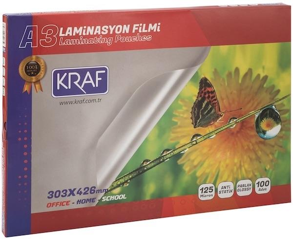 Kraf Laminasyon Filmi A3 125 Mikron 100 Adet Parlak – Anti Statik (2123)
