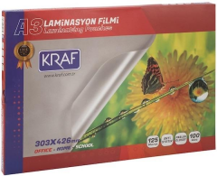 Kraf Laminasyon Filmi A3 125 Mikron 100 Adet Parlak – Anti Statik (2123)