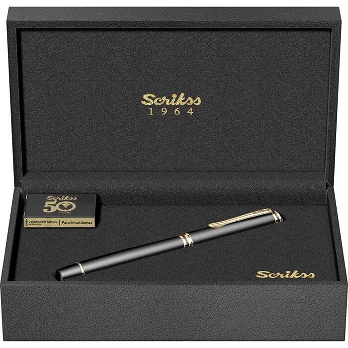 SCRIKSS FORTUNE ROLLER KALEM MAT SIYAH ALTIN