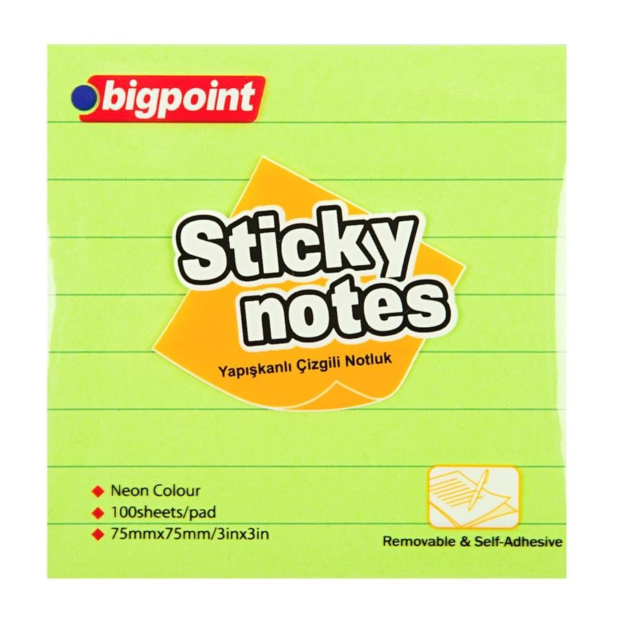 BIGPOINT YAPISKANLI KAGIT 75X75 CIZGILI YESIL(810)
