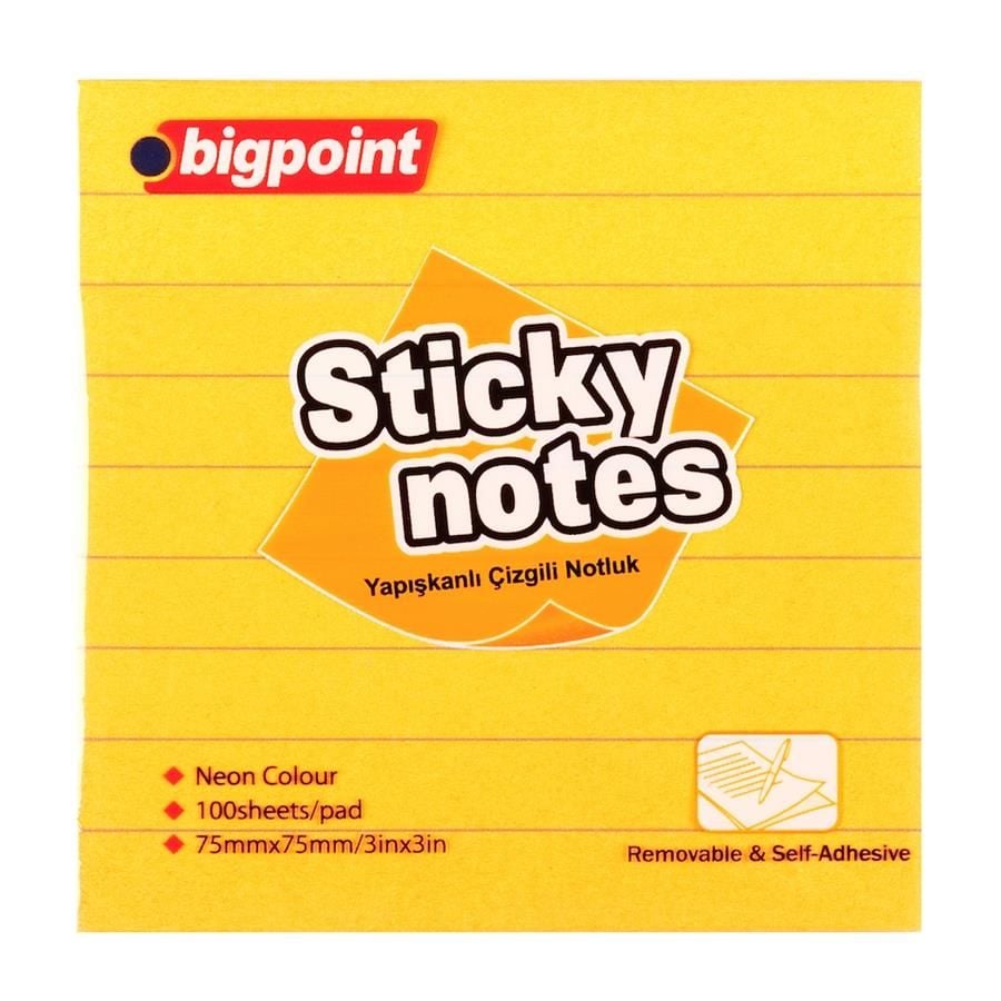 BIGPOINT YAPISKANLI KAGIT 75X75 CIZGILI TURUN(810)