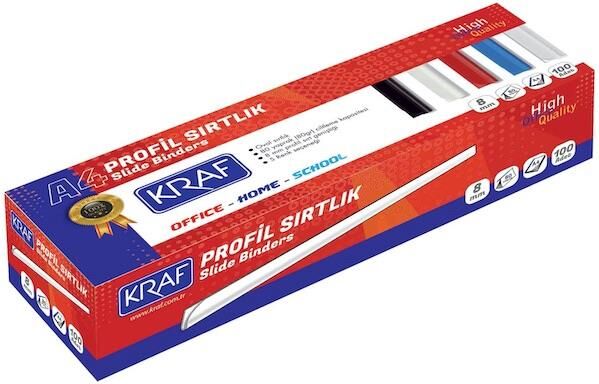 KRAF DOSYA SIRTLIGI 8mm OVAL 100 LU KIRMIZI 35 SY