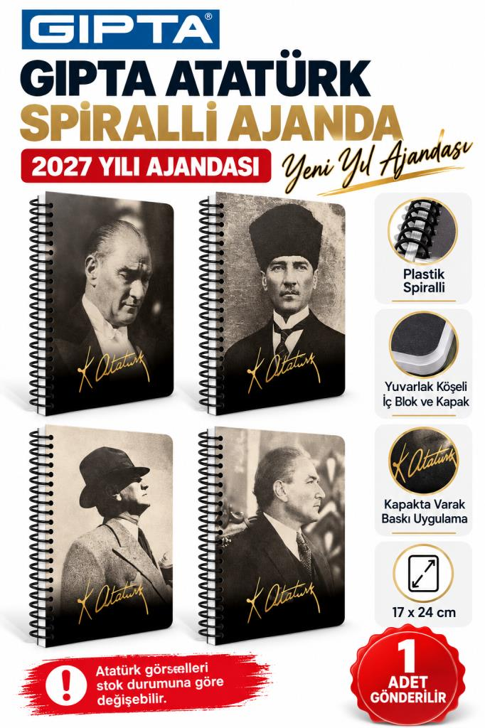 GIPTA AJANDA ATATURK 17X24 SPR.SERT KAPAK 409 2027