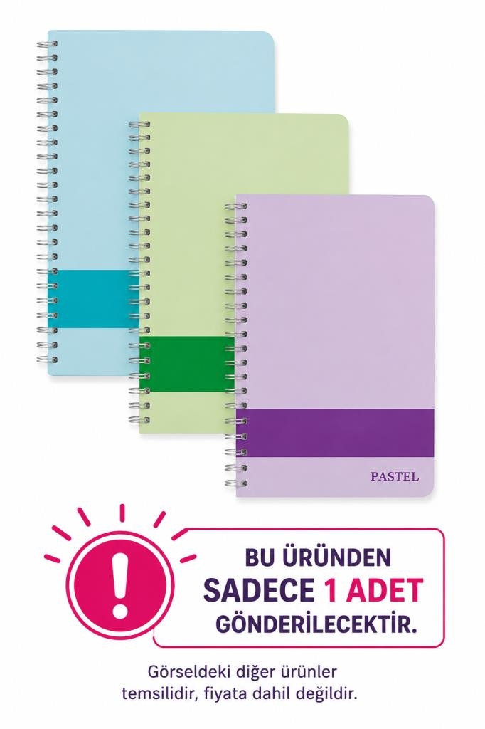 ELMA PASTEL 13x21 DEFTER DUZ SPIRALLI 100 YP.