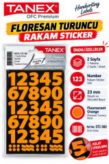 TANEX RAKAM ETIKETI 23mm FLO TURUNCU 2ADET STC-560