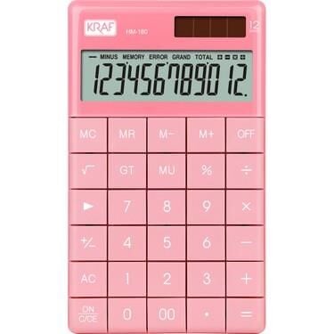 KRAF HESAP MAKINESI MASAUSTU 12HANE HM-180PK PEMBE