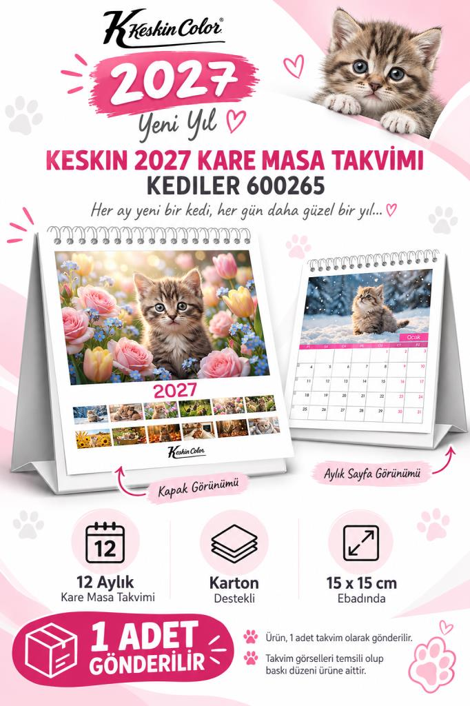 KESKIN 2027 KARE MASA TAKVIMI KEDILER 600265