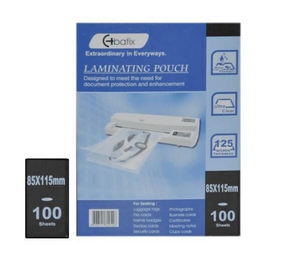 Bafix Laminasyon Filmi 85x115 mm 125 Mic Parlak 100’lü – Kimlik Kartı Boyutu