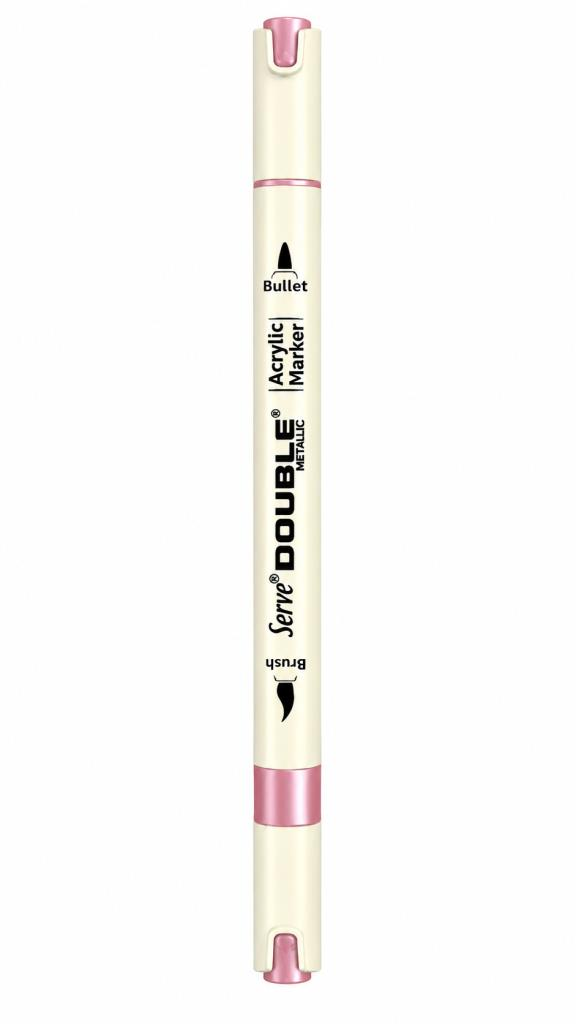 SERVE DOUBLE AKRILIK MARKOR METALIK ROZE GM302