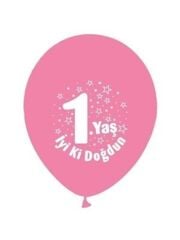NEDI BALON 1 YAS PEMBE BASKILI 16 LI