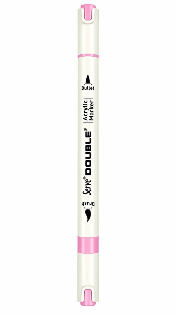 SERVE DOUBLE AKRILIK MARKOR SEKER PEMBE R605