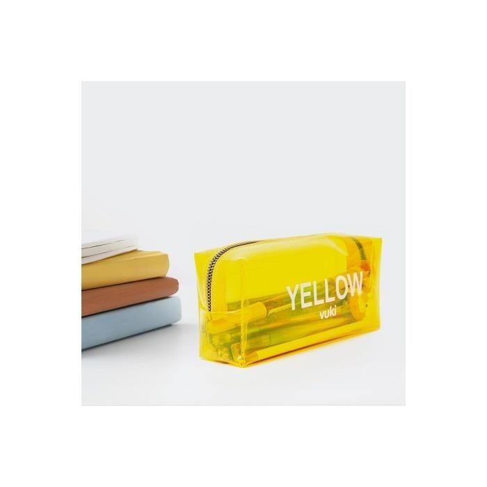 VUKI SEFFAF KALEM CANTASI SARI VK-0096-05