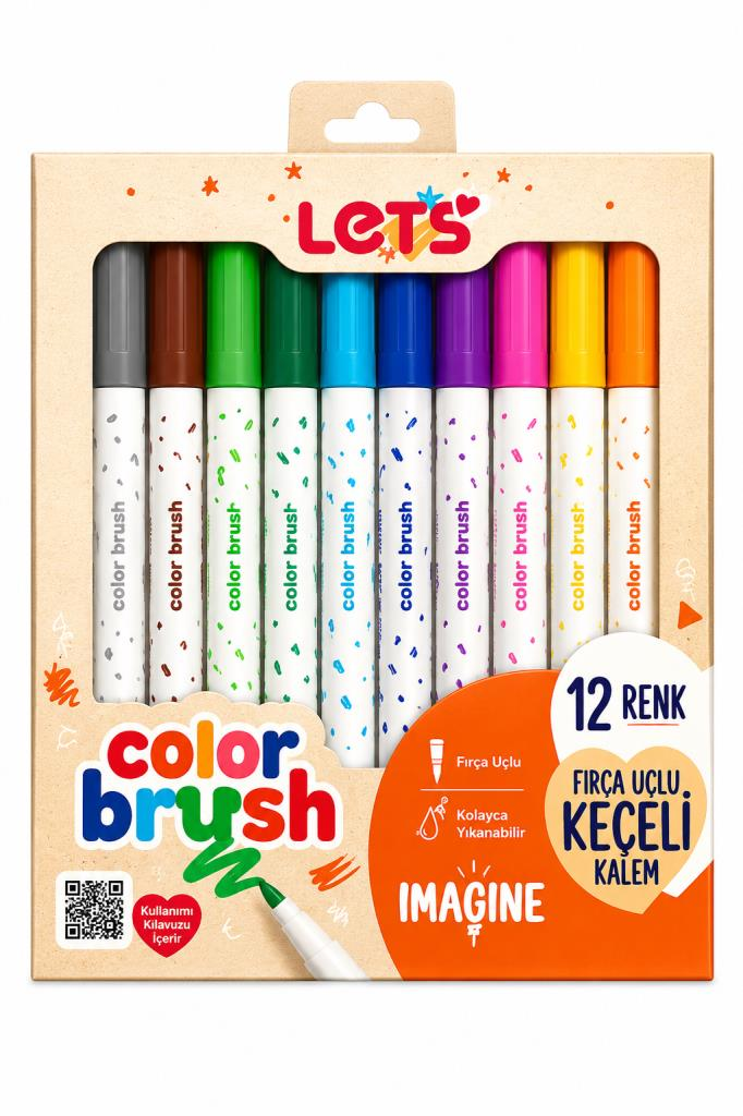 LETS 12 RENK FIRCA UCLU KECELI KALEM L05009
