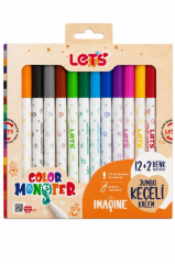 LETS 12+2 RENK(SILVER+GOLD) JUMBO KECELI KALEM