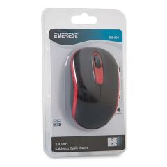 EVEREST KABLOSUZ MOUSE  USB SIYAH/KIRMIZI (SM-804)