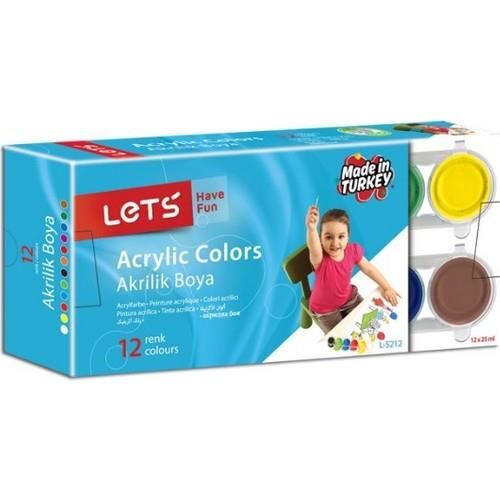 LETS AKRILIK BOYA 12 RENK x 25ml (L5212)