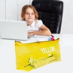 VUKI SEFFAF KALEM CANTASI UCGEN SARI VK-0115-05