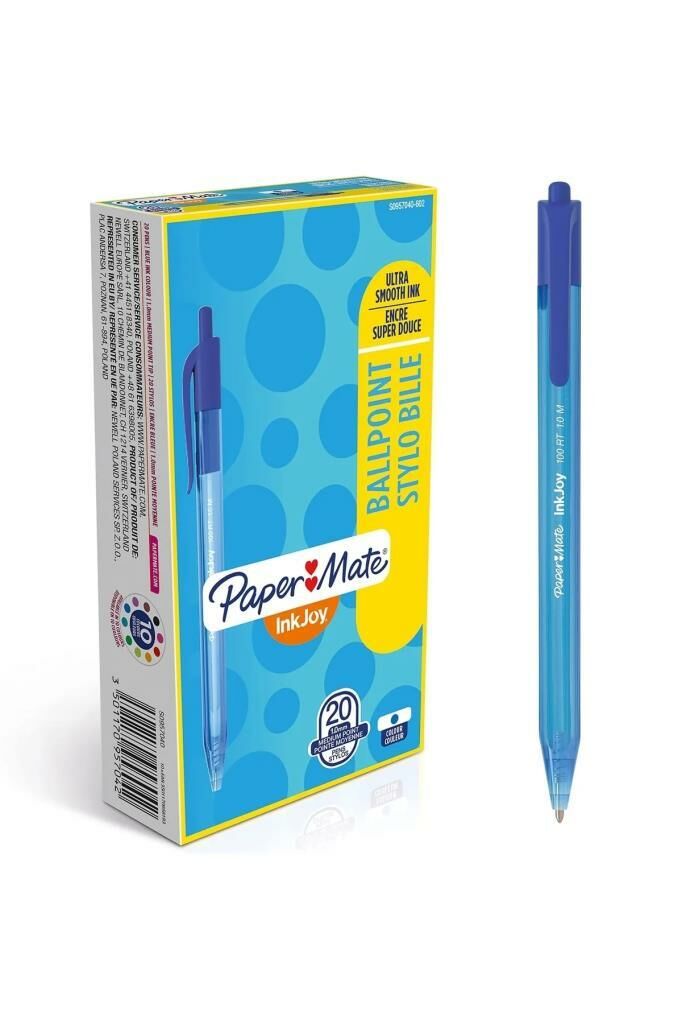 PAPERMATE TUKENMEZ INKJOY 100RT MAVI 1.0MM 20LI