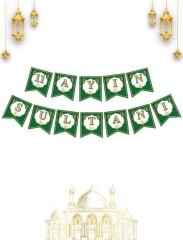 Ramazan 11 Ayın Sultanı Karton Banner Yazı Süsleme – Yeşil Gold Dekor Parti Afişi