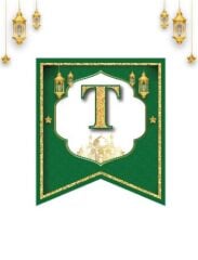 Ramazan 11 Ayın Sultanı Karton Banner Yazı Süsleme – Yeşil Gold Dekor Parti Afişi