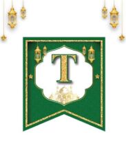 Ramazan 11 Ayın Sultanı Karton Banner Yazı Süsleme – Yeşil Gold Dekor Parti Afişi