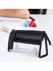 VUKI KALEM CANTASI 3 BOLME DERI+PVC SIY VK-0119-04