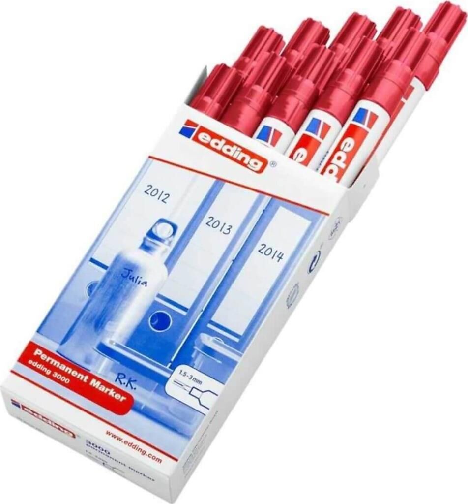 EDDING PERMANENT MARKOR KIRMIZI 10 LU (E3000)
