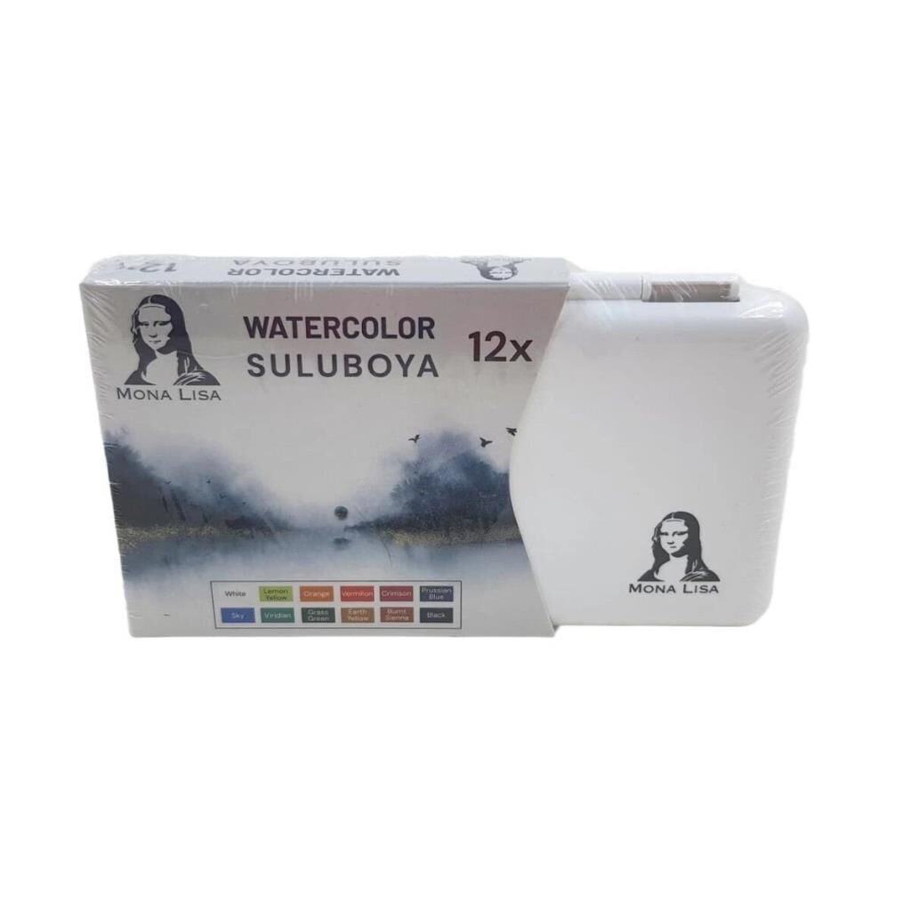 Mona Lisa Profesyonel Sulu Boya Seti 12 Renk – Yüksek Pigmentli, Fırçalı Plastik Kutu (MW12)