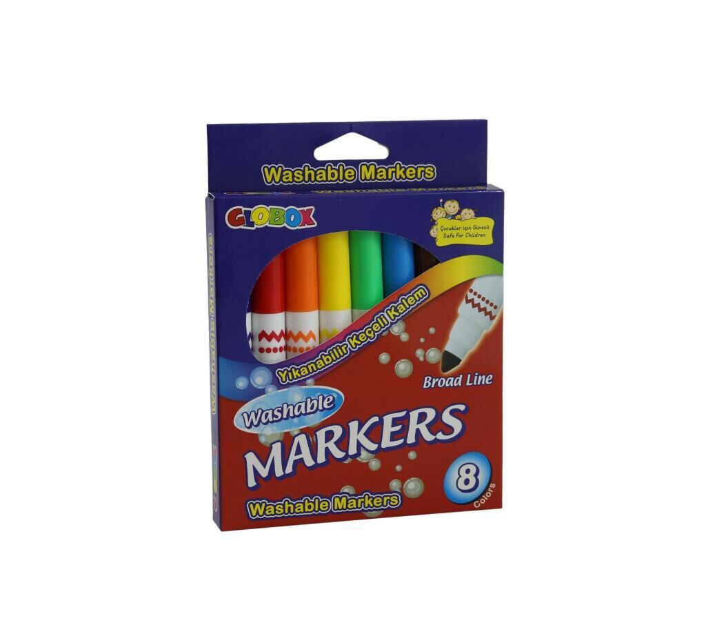 GLOBOX JUMBO KECELI KALEM YIKANABILIR 8 RENK