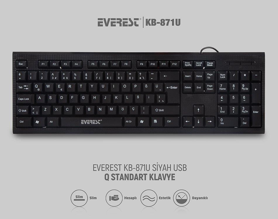 EVEREST KLAVYE KB-871U SIYAH Q USB 108 T(KB-871U)