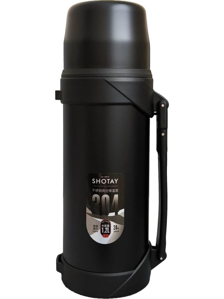Shotay Adventure 1200 ML Çelik Termos – Outdoor Vakumlu Çift Katmanlı Isı Yalıtımlı Mat Siyah SHT-ST-8213