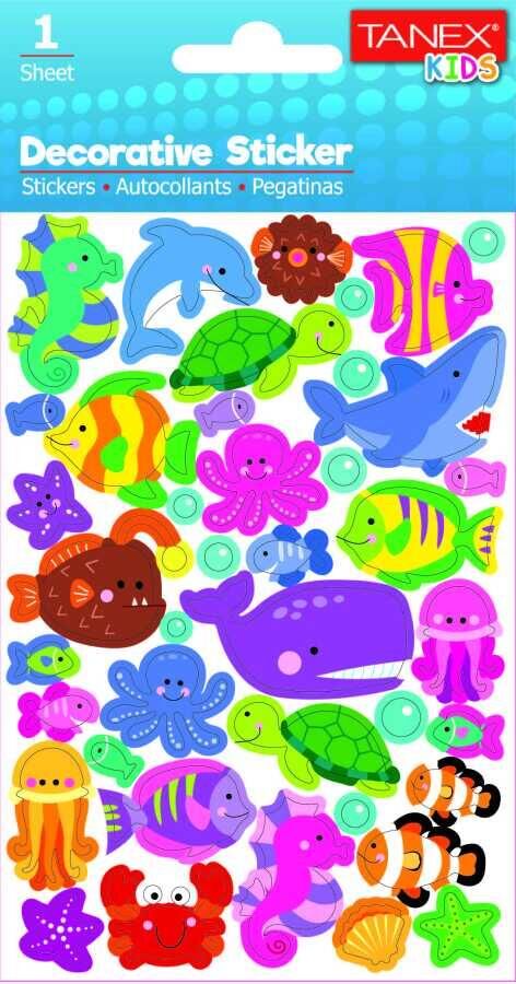 TANEX TNX-25031 PUFFY DENIZ HAYVANLARI STICKER TEK
