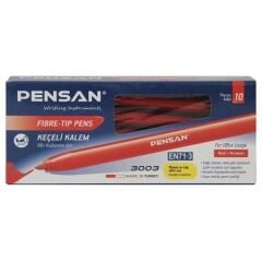 PENSAN KECELI KALEM OFIS TIPI KIRMIZI 10 LU (3003)