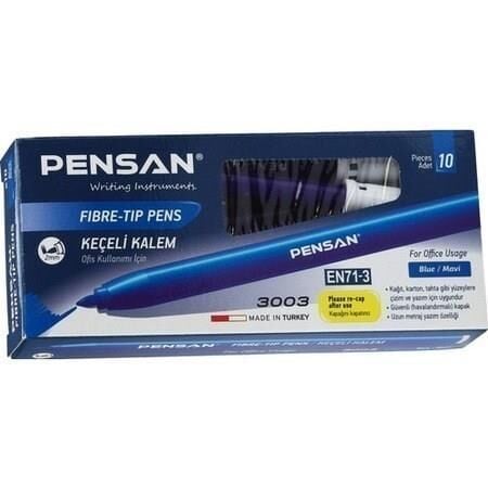 PENSAN KECELI KALEM OFIS TIPI MAVI 10 LU (3003)